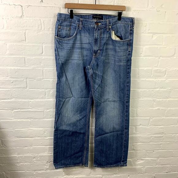 Banana Republic Men's High Rise Boot Cut Denim Jeans Solid Blue Size 35/30 - Picture 1 of 5